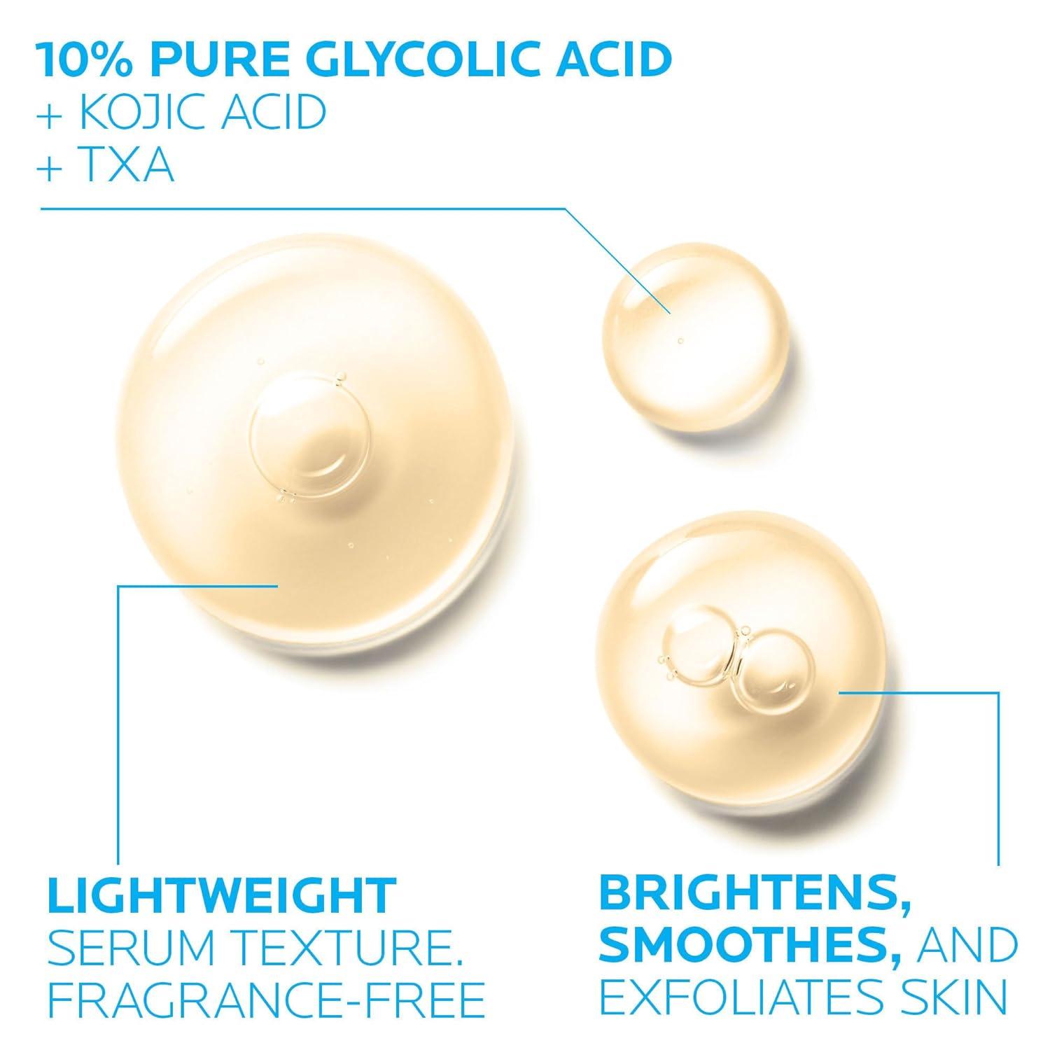imageLa RochePosay Glycolic Acid Serum with Kojic Acid and Vitamin B5 Reduces Dark Spots and Discoloration Skin Tone Corrector to Brighten and Even Skin Tone