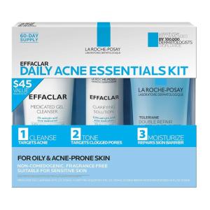 imageEffaclar Daily Acne Essentials Kit Acne Treatment System Salicylic Acid Acne Cleanser Pore Refining Toner ampamp Matte Face Moisturizer for Oily Skin ampamp Combination Skin OilFree 2 Month Supply