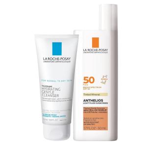 imageLa RochePosay Anthelios Sunscreen SPF 50 UltraLight Fluid Broad Spectrum SPF 50 Face Sunscreen with Titanium Dioxide Mineral Lightweight ampamp FastAbsorbing OilFree Matte FinishTinted with Travel Size Hydrating Cleanser